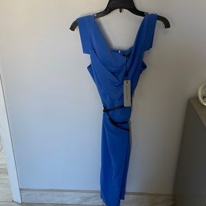 Blue dress with black belt. Fitted dress. New with tags.